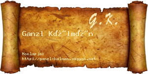 Ganzl Kálmán névjegykártya